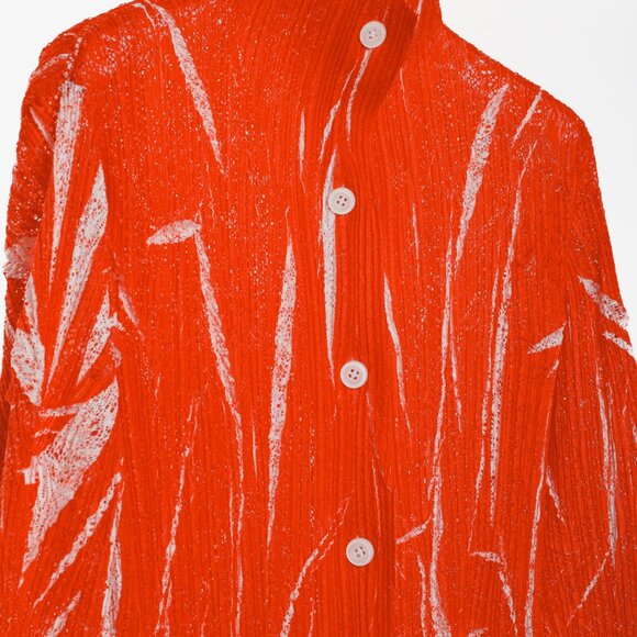 Issey Miyake Archival Red White Crinkle Texture Jacket - Picture 3 of 10
